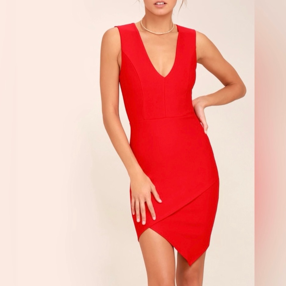 Nwt Lulus Be Me Red Sleeveless Bodycon Dress Large